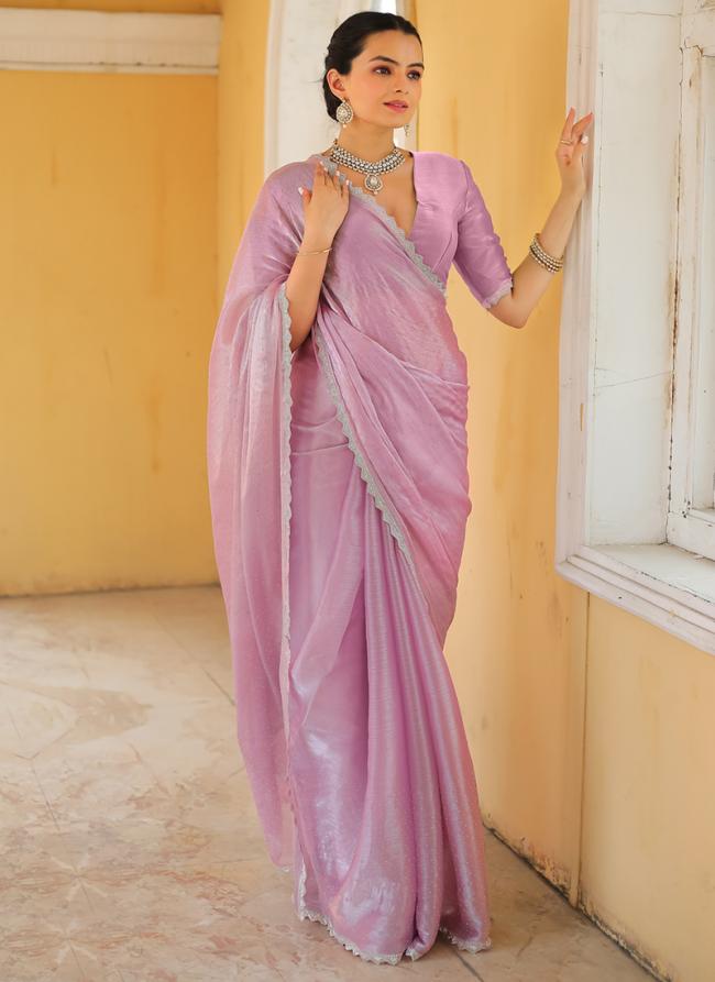 Jimmy Choo Pink Party Wear Hand Work Saree